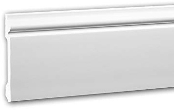 Profhome Plinthe Murale 653108 – Hauteur 12,1 cm – 200 x 1,4 cm – Plinthe en Polystyrène Extrudé (XPS) avec Passage de Câble, Prête à Peindre