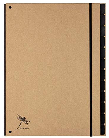 Pagna Pultordner Pur, 12 Fächer, schwarzes Eckspanngummi, Recyclingkarton mit Kraftpapier überzogen, Natur