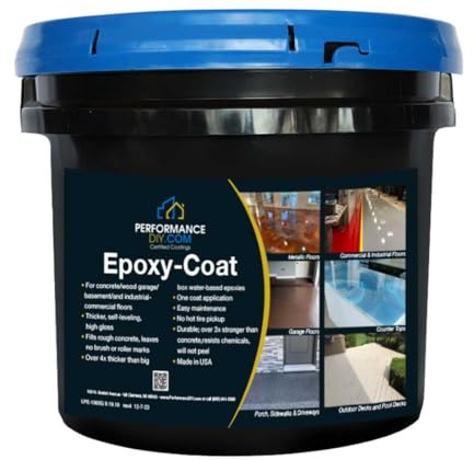 Epoxy Floor Kit with Clear Top Coat - Epoxy-Coat Better Half Kit Gray Base with Gray Blend Flakes- up to 250 sq.ft. at 19.4 mils - for Garage Floors, Basement Floors, Concrete, and More