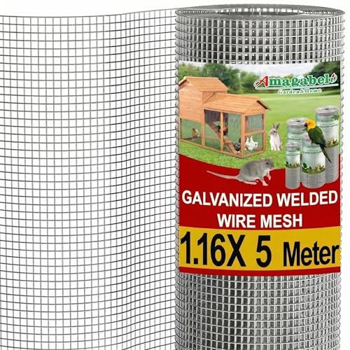Amagabeli Drahtgitter feinmaschig Rostfrei | 1,16 x 5 Meter | Wühlmausgitter für Hochbeete mit 6,3 mm Maschenweite | 0,6 mm Draht Stärke Hasendraht Volierendraht Hochbeet