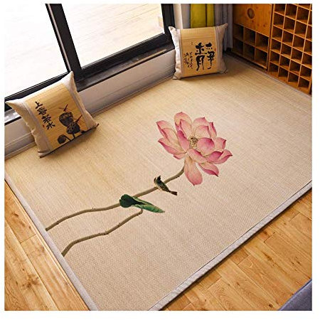 Bambus Teppich rutschfeste Gemütliche 10 MM Dicke Schwamm Füllbereich Teppiche Sommer Fußmatten für Wohnzimmer Schlafzimmer Balkon, 2 Arten (Farbe: A, Größe: 140x180cm)
