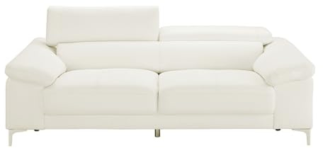 Vente-unique Ledersofa 3-Sitzer - WeiÃ Â ÂÂ Ã Â ÂÂ - Solange