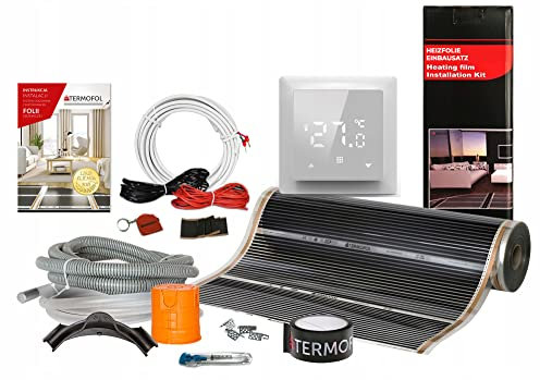 Termofol Riscaldamento Elettrico a Pavimento Set - Kit Riscaldamento con Termostato H6 Riscaldamento ausiliario Potenza 80W/m² - Superficie 1,5 m² Riscaldamento Elettrico a Pavimento