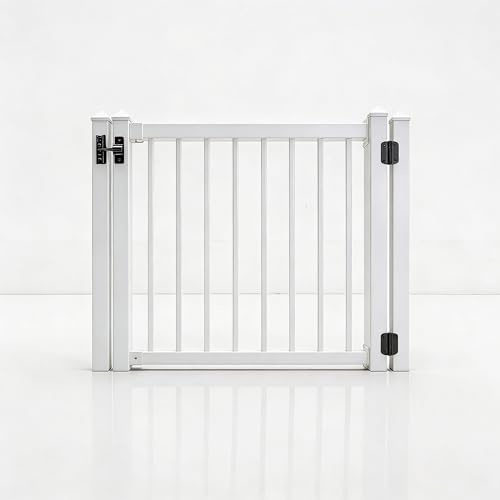 Gate Kit (3/4 pickets, White) Aluminum Deck Gate Kit - Build-to-Fit Hardware-Mounted Gate for Deck/Patio – Fits Openings Up to 48 Wide – Hinges & Latch Included (42 H)