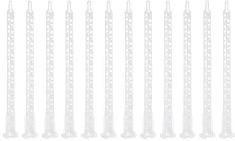 sourcing map 20 Pcs Epoxy Tubes Static Mixer, 6.02-inch Plastic Resin Mixing Nozzle Flat Tip for AB Glue Adhesive Gun Applicator 50mL Cartridges, White