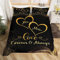 Couples Bedding Set Mr And Mrs Comforter Cover Double Size Gold Glitter Sequins Duvet Cover Love Heart Print Quilt Cover With Corner Ties For Valentine'S Day Gifts Birthday Gift Black Gold