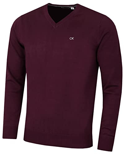 Calvin Klein Hombre con Cuello en v Algod�n su�TER - Borgo�a Francesa - XXL