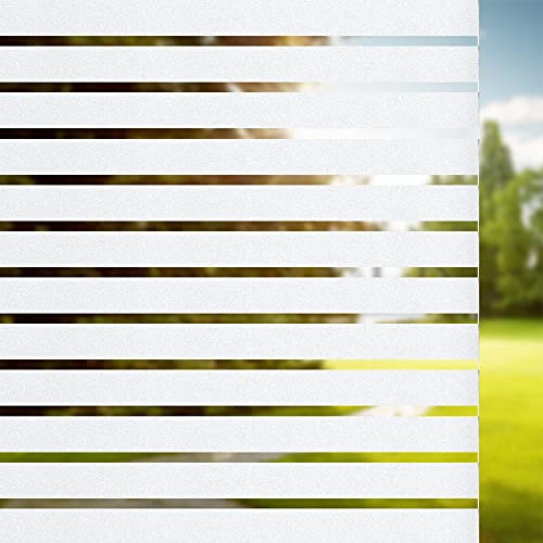 Window Films Privacy Glass Stripe Film Static Cling Privacy For All Kinds of Smooth Non-adhesive Glass Surface Window Sticker (white, 30x200cm)