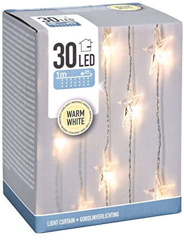 Spetebo LED Sternen Lichtervorhang für Innen - 100 cm - Deko Lichterkette mit 30 LED warm weiß - Weihnachten Advent Lichter Vorhang Fenster Deko Beleuchtung Indoor