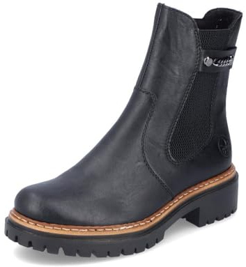 Rieker Damen Chelsea Boots 72690, Frauen Stiefeletten,halbstiefel,Kurzstiefel,uebergangsschuhe,uebergangsstiefel,hoch,schwarz (00),40 EU / 6.5 UK