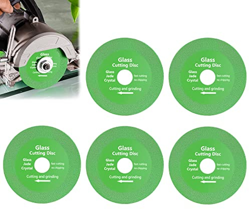 Flintronic Disque à Tronçonner Verre, 5PCS Disque Diamant | Meuleuse Angle à Lame Diamantée pour Couper et Polir Carreaux de Verre, Jade, Cristal, Bouteilles de Vin, Céramique (Vert)