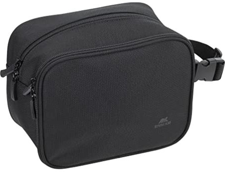 RIVACASE 8409 Eco Kulturbeutel wasserabweisend – Reise-Organizer für Make-up und Toilettenartikel für Damen und Herren – Hängetasche für Kosmetik und Toilettenzubehör, schwarz