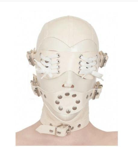 BDSM Maske Mit Augenmaske Und Maske SM Maske Latex Bondage Maske Halloween Maske Cosplay Party Maske Gummimaske Sexmaske Mit Atemlöchern Latexmaske Sexspielzeug Für Männer Frauen,L,White