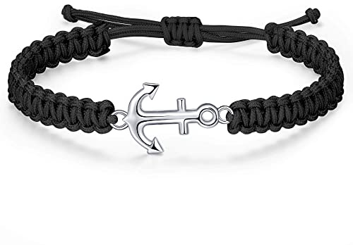 JENDEAR SHINE Bracelet Ancre Homme, Bracelet Corde Tressée Ajustable, Bijoux de Surf Nautique d'été pour Homme