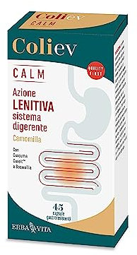 ERBA VITA Coli Ev Calm integratore alimentare, con Boswellia, utile come supporto della funzionalità del sistema digerente - Formato 45 Capsule