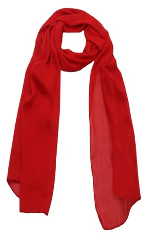 WESTEND CHOICE Bufandas para mujer de gasa crepé grande arrugada chal bufanda estola cuello bufanda bufanda mujer 180 x 70 cm, rosso, talla única