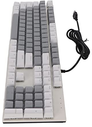 WINH Teclado Mecánico para Juegos con Interruptor Azul, Teclado Mecánico con Interruptor Azul, No Requiere Controlador, 104 Teclas RGB, Ergonómico, Resistente a los Arañazos para Sala
