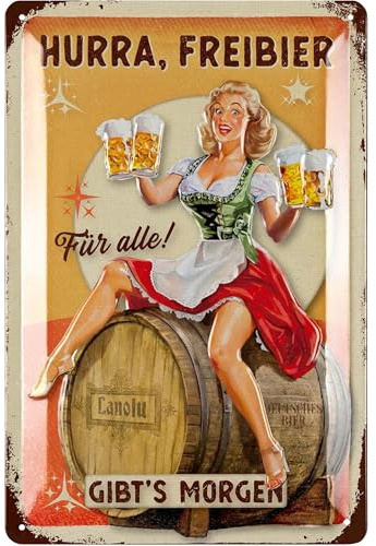 LANOLU Retro Blechschild Bier - lustige Schilder mit Sprüchen Bar Dekoration für Partykeller, Kneipen Bardeko für Stammtisch, Geschenkidee für Papa zum Vatertag, vintage Metallschild 20x30cm
