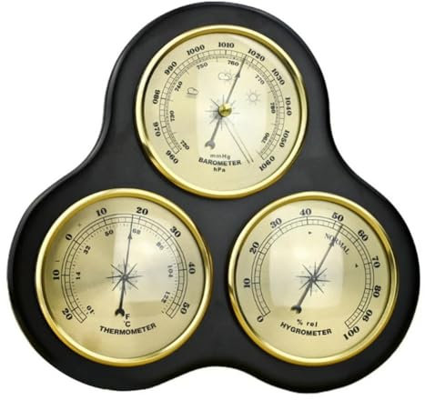 VINGAA Barometer, barometrisches Manometer für Zuhause, Barometer, Thermometer, Hygrometer, mechanische analoge Wetterstation, für Wohnzimmer, Schlafzimmer, Büro