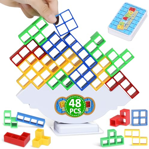 Rachan 48 Tetra Tower Balance Stacking Blocks Game, Fun Balance Board Game Building Blocks, Educational Gift for Kids