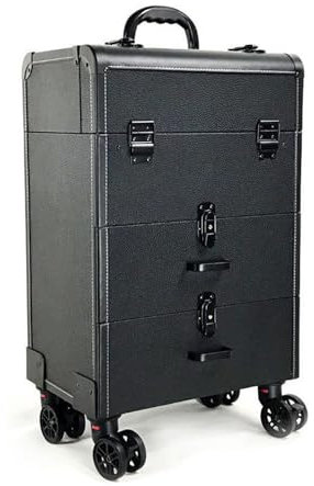 Kosmetikkoffer Alu Beauty Case Kosmetikkoffer Pilotenkoffer Beauty Case Reisetrolley Friseurkoffer Kosmetik Trolley, Mit Rädern, Tragbar Kosmetik Organizer, Kosmetikkoffer Mit Schubladen, Schwarz (Co