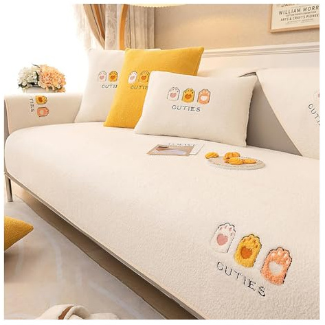 KemNet Fleecedecke Sofa Überwurfdecke, Weicher rutschfest Couch überzug, Winter Warmer Plüsch Sofabezug, Waschbar Universelle Sofaschoner für 1 2 3 4 Sitzer Ecksofa U L Form Sofahusse