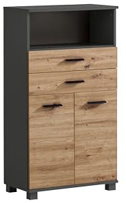 Schildmeyer Palermo Highboard 157647, Anthrazit/Artisan Eiche Dekor, 59,8 x 32,6 x 110,5 cm