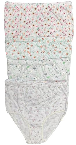 N R TEXTILES 12 Pack Ladies Floral Briefs PLUS SIZE 100% Cotton Full Comfort Underwear Panties for Women Multipack Floral, 5XL