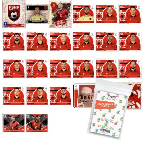 Bundle mit UEFA EURO 2024 Germany - Sammelsticker - Mannschaftspaket - Albanien + Exklusive collect-it Hüllen