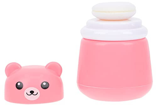Vaguelly Babypuderdose mit Bärenmotiv Tragbare Babypuder Kasten aus Kunststoff Weiche Puderquaste für Babys Körperpflege Reisegröße