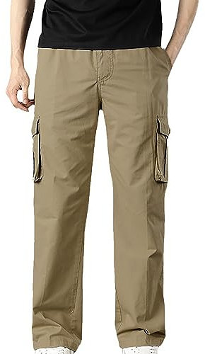 Cargohose für Herren UK Stretch Arbeitshose Slim Fit Sweatpants Komfort Arbeitskleidung Hose Leichte Jogginghose Knitterfreie Chinohose Straight-Fit Flat Front Loungehose, gelb, XXL