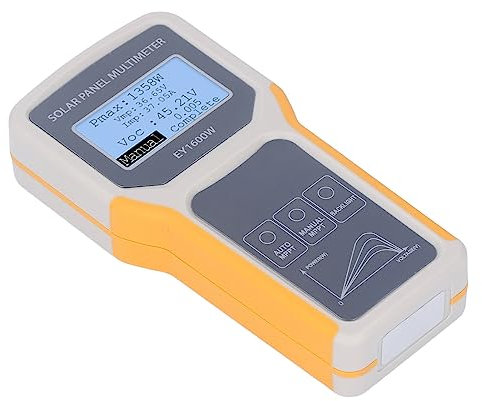 Solarpanel-Tester, 12–60 V, 5–1600 W, Hintergrundbeleuchtetes Display, Mehrere Schutzfunktionen, Photovoltaik-Panel-Messgerät mit Krokodilkabel für den Heimgebrauch