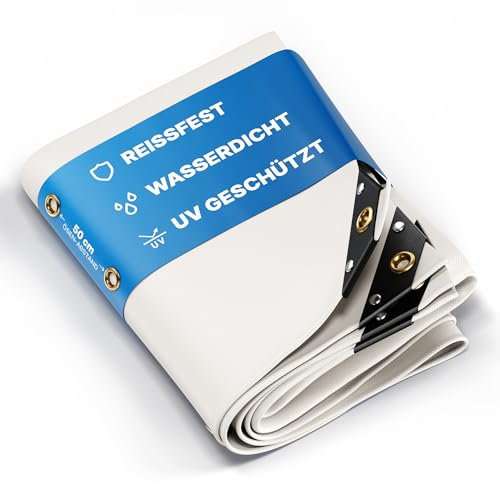 UMBRELLA® Telone di copertura premium impermeabile [300x400cm]–Telo camion resistente ai raggi UV [650 g/m²] con occhielli,telo in PVC per giardino,tetto & cantiere–Copertura invernale – Bianco–12m²