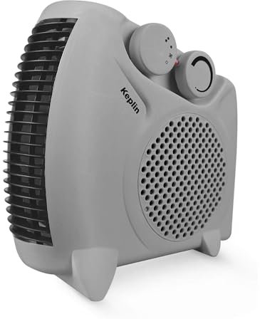 Keplin Electric Fan Heater with 2000W Power, 2 Heat Settings, Fan Setting, Safety Features & Vertical Design, Heat Protection, Thermostat, Lightweight & Portable for Home & Office (Grey)