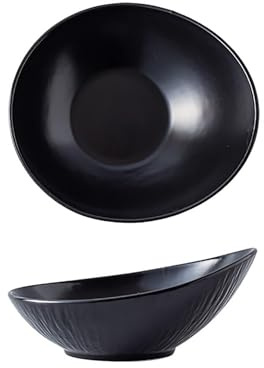 KUKUUU Insalatiera in ceramica per pasta, insalata, frutta, 30 cm/1200 ml, colore: nero