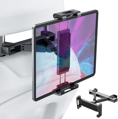 Tongdejing Car Tablet Holder,Car Headrest Tablet Holder Universal 360 Rotating Car Seat Stand Suitable for 4.7-12.9inch Tablets and Mobile Phones(Dark grey)