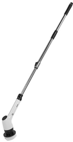 8 in 1 Electric Spin Scrubber, 25W Charging Extension Handle Handheld Cordless Brush with 8 Replaceable Brush Head Shower Scrubber for Bathtub Tile Floor Window (black)