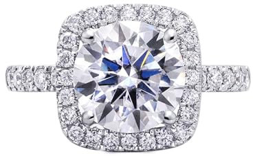 Wycian Verlobungsring Platin, Damenring Weissgold 14K Moissanit Weißgold 2CT 8mm Weiß Runde Form mit Moissanit Weiß Größe 56 (17.8) für Muttertag