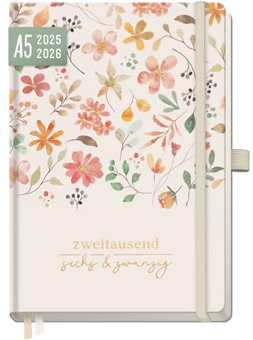 Häfft® Wochen-Notiz-Kalender 2025/2026 A5 Wild Blossoms Terminplaner 18 Monate: Jul 25 - Dez 26 - Buchkalender, Wochenplaner, Terminkalender, Wochenkalender - nachhaltig & klimafreundlich