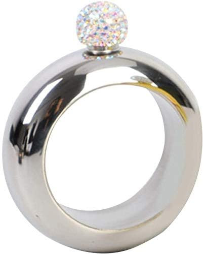 Pulsera de petaca, pulsera de acero inoxidable, joyería de licor de whisky, para mujeres y niñas (plata)