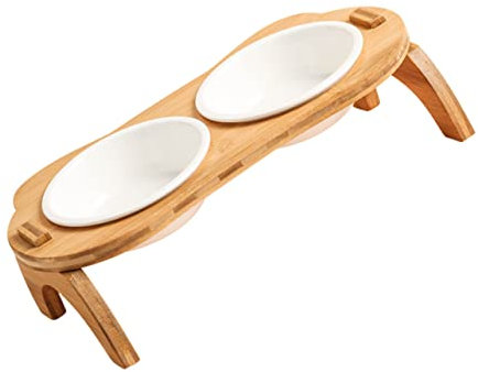 Happyyami Cat Food and Water Bowl Raised Bowl Feeder Kitten Neck Pet Feeder for Easy Swallowing