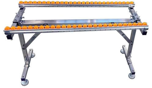 YJEUZCD Folding Roller Stand, Height Adjustable Conveyor Roller Table, Light Duty Outfeed Woodworking Conveyor, Saw Stand For Table Saws Planers(Silver-B)