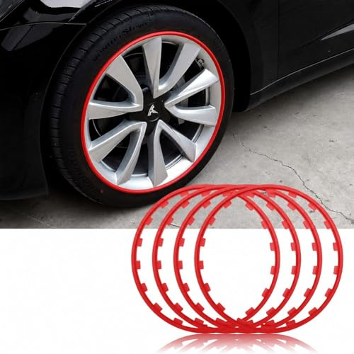 PRMTYUP Protezioni per Cerchi in Lega da 16-20 Pollici, Set di 4 Salva Cerchi, Anello di Protezione per Bordi Ruota, Protezioni per Cerchi Anti-Collisione E Anti-Graffio,Rosso,19 inch