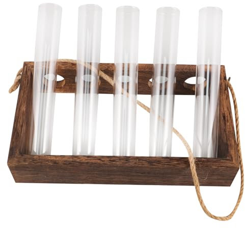 Happyyami 1satz -hydroponik Pflanzen Reagenzglas Vase Mit Holzständer Und Testrohren Für Luftpflanzen Und Dekoration Im Oder Büro