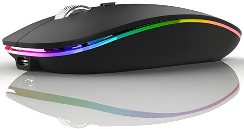 MarkHven Ratón Inalámbrico, 2.4G Raton ​Inalambrico Recargable con Mini Receptor USB, Bluetooth Mouse Wireless 1600 dpi Ajustables Silencioso Óptico para Portátil, MacBook, Laptop, PC