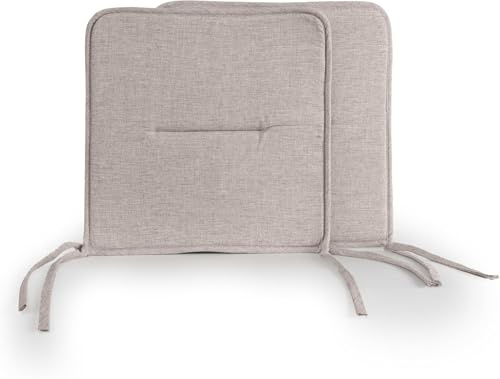 DH DREAMER HOME Cojines para Silla Usos Interior y Exterior 37x37x3cm Extra Suave Tejido Lino - Cojin de Asiento Decorativo de Poliéster Lavable Cómodos Acolchados - Beige Oscuro, Pack 2