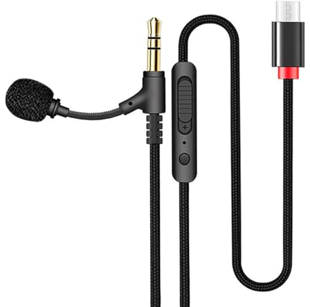 fesoklaf Boom Microphone Cable for Headphones USB C to 3.5mm Audio Cable with Dual Mics & in-Line Control Boom Mic Headset Replacement Cord 1.5M/4.9FT for Tablet Laptop Smartphone