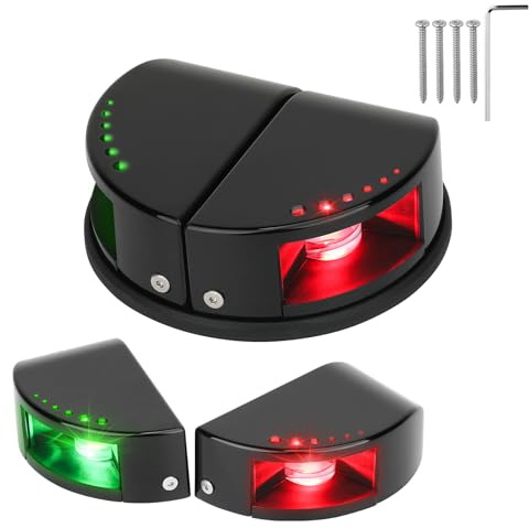 Boat Navigation Lights, Integrated Split 2-in-1 Red and Green LED Bow Lights, IP67 Waterproof Navigation Lights Boat Bow Lights for Pontoon, Yacht and Small Boats(Black)