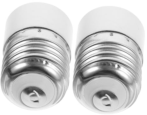 Angoily Adaptador de Portalámparas E27 a E14 de Plástico Retardante de Llama y Cobre Niquelado, Seguro y Conveniente para Lámparas de Techo, Paquete de 2 Piezas