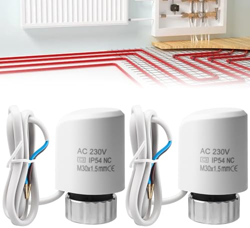 2 Stück Stellantrieb Fussbodenheizung 230v: M30x1,5 NC stromlos geschlossen, Stellantrieb für Fußbodenheizung Thermischer Stellantrieb, Fußbodenheizung Ventil für nahezu jeden Heizkreisverteiler